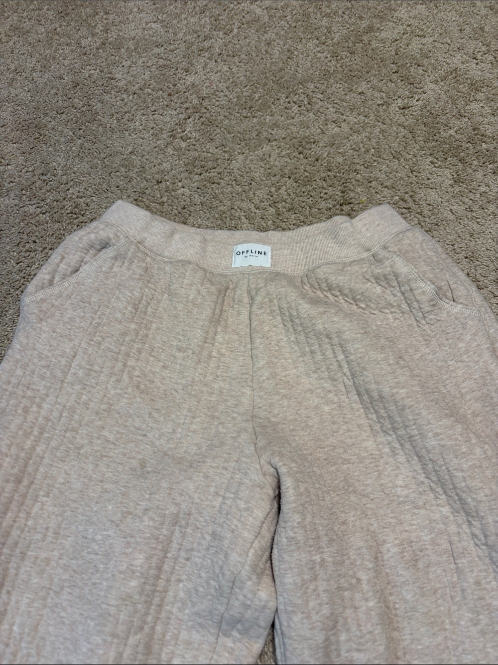 Aerie Offline Wide Leg Lounge Pants Oatmeal Color Large - Picture 3 of 6
